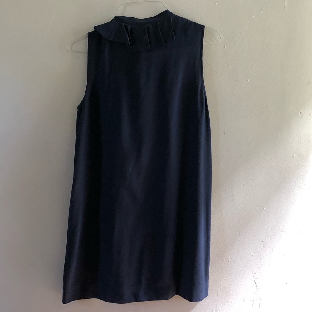 Joie navy blue silk ruffle dress size small - Picture 4 of 7